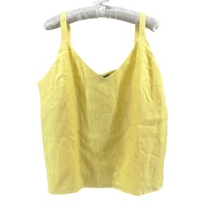 Strappy Smocked Cami XL Butter‎ Yellow Linen Euro Summer Resortwear Coastal Boho